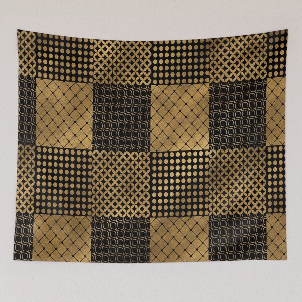 Item preview, Modern Checkered wave pattern gold designed and sold by TipTopTapo.
