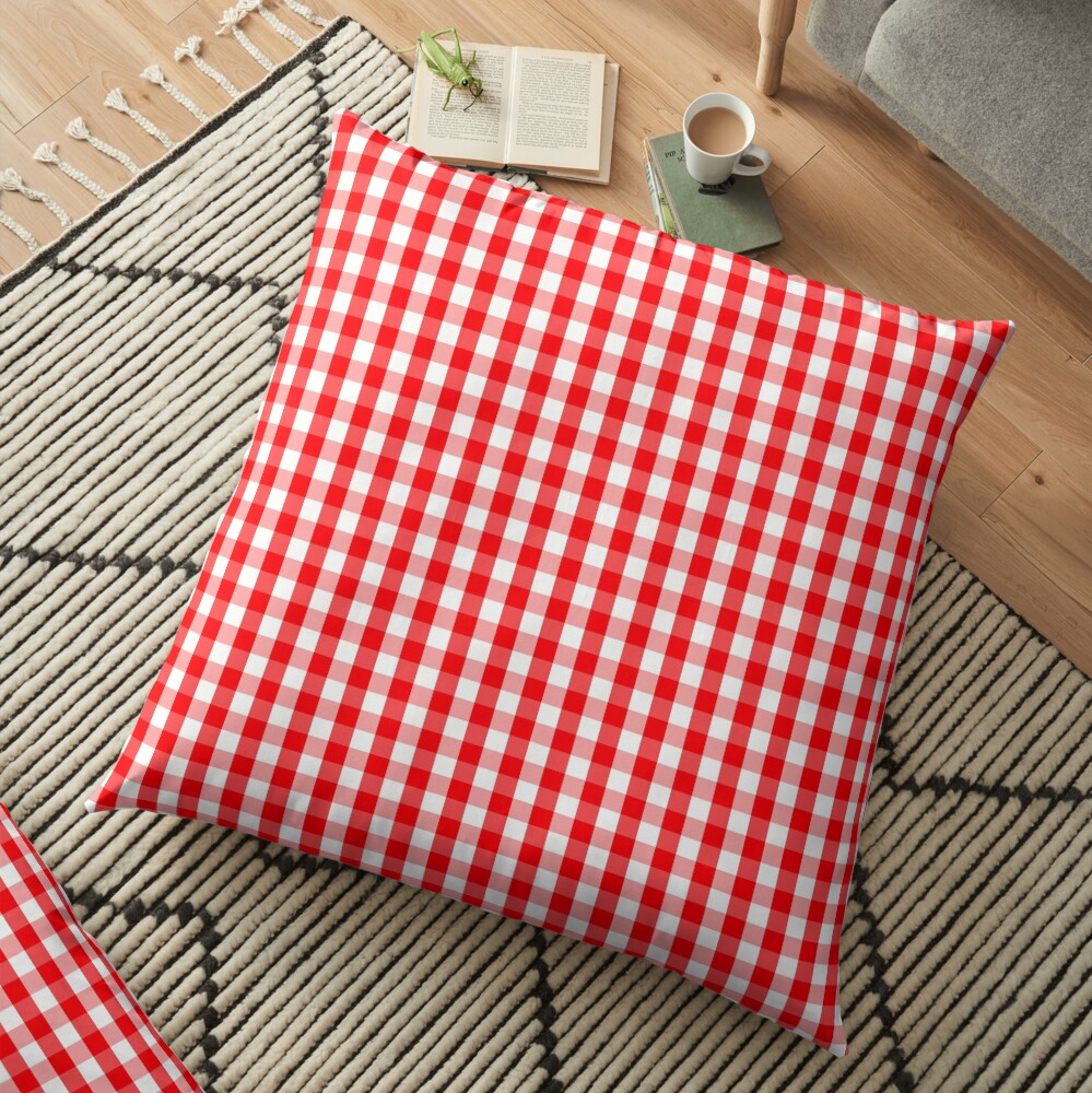 red and white checkered pillows