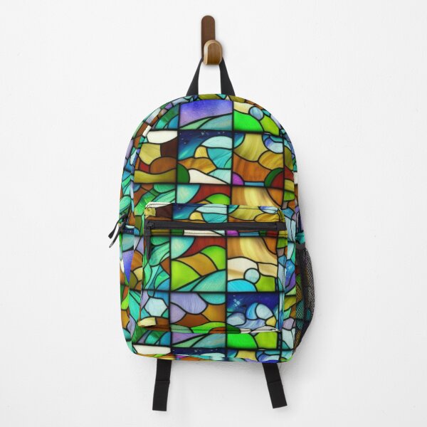 Item preview, Stained Glass Landscape Tiles Pattern designed and sold by Seeding Serendipity.