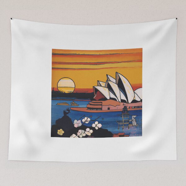 Item preview, The Sidney Opera House at Sunset | Ukiyo-e Japanese Print Painting designed and sold by ArtworkbyEmmy.