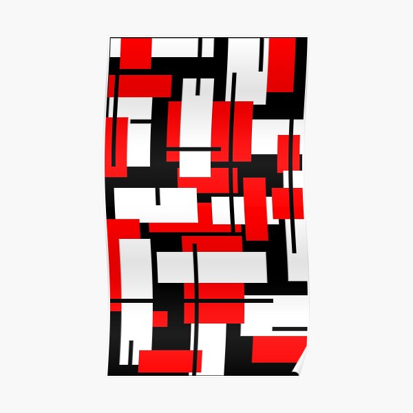 De Stijl - Red, Black and White Stripes inspired Poster