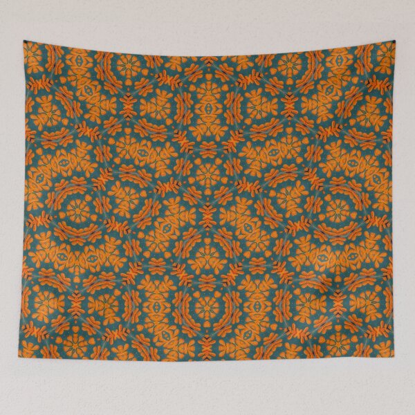 Item preview, Cerulean Blue and Orange Penrose Seamless Pattern Print designed and sold by protegra.