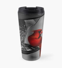 Cardinal at the feeder. Travel Mug