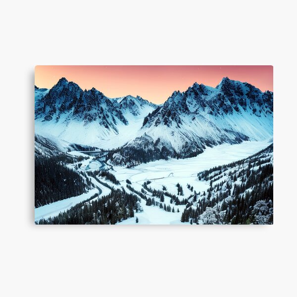 Item preview, Snowy mountain range at sunset in a Beautiful Winter Scene designed and sold by Chardo55.