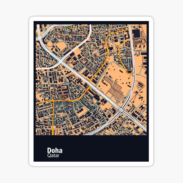 "Map of Doha Qatar" Sticker for Sale by wamuigaworld Redbubble