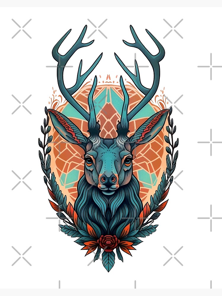 deer head and red rose tattoo design vector design 35635608 Vector Art at  Vecteezy