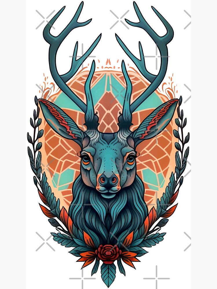 Premium Photo | A deer tattoo with a geometric design