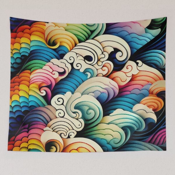 Item preview, Cool Rainbow Thick Asian Pattern Digital Painting designed and sold by CodeAndColors.