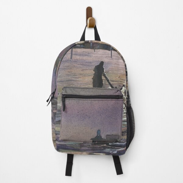 Item preview, Venice Italy gondolier and church of Santa Maria della Salute moonlit in medieval city of Venice, Italy.  Watercolor painting designed and sold by rfoxphoto.
