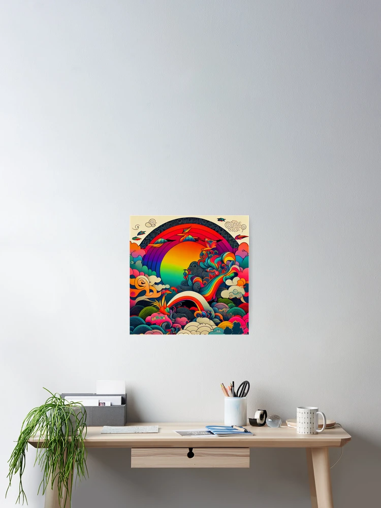Imagen 2 de 3, Póster con la obra Cool Rainbow Thick Asian Pattern Digital Painting, diseñada y vendida por CodeAndColors.