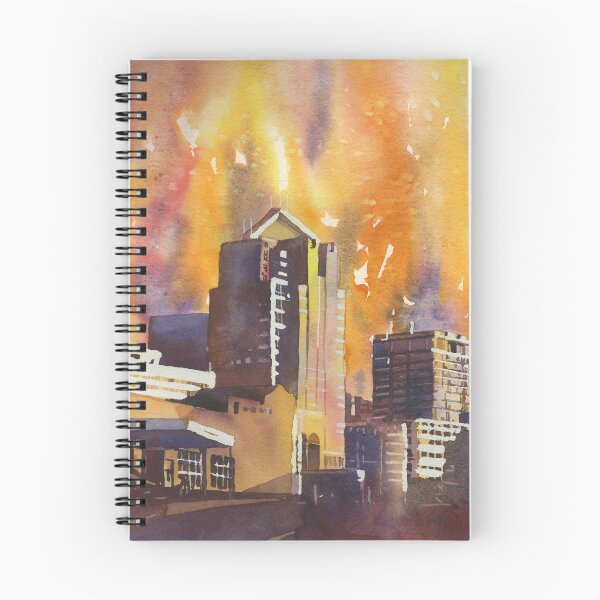 Item preview, Greensboro, NC skyline watercolor painting.  Colorful artwork Greensboro North Carolina designed and sold by rfoxphoto.