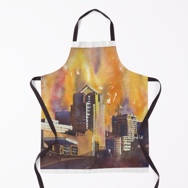 Item preview, Greensboro, NC skyline watercolor painting.  Colorful artwork Greensboro North Carolina designed and sold by rfoxphoto.