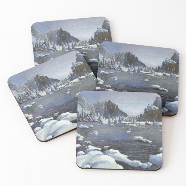 Item preview, Snowy mountain landscape art.  Watercolor painting snowy mountains designed and sold by rfoxphoto.