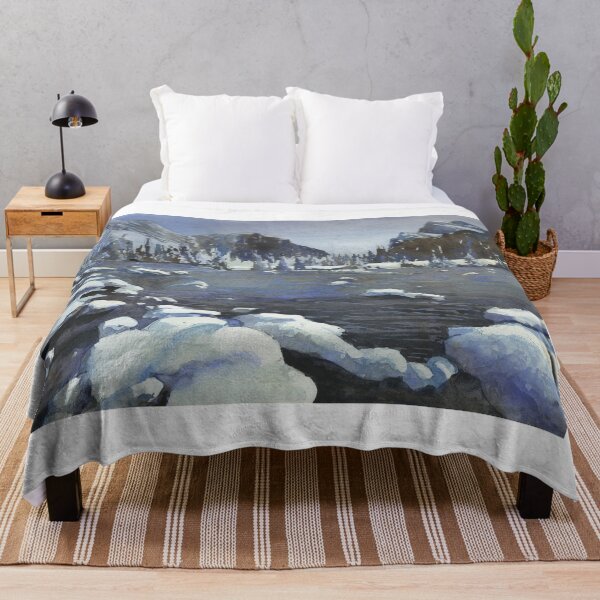 Item preview, Snowy mountain landscape art. Watercolor painting snowy mountains designed and sold by rfoxphoto.