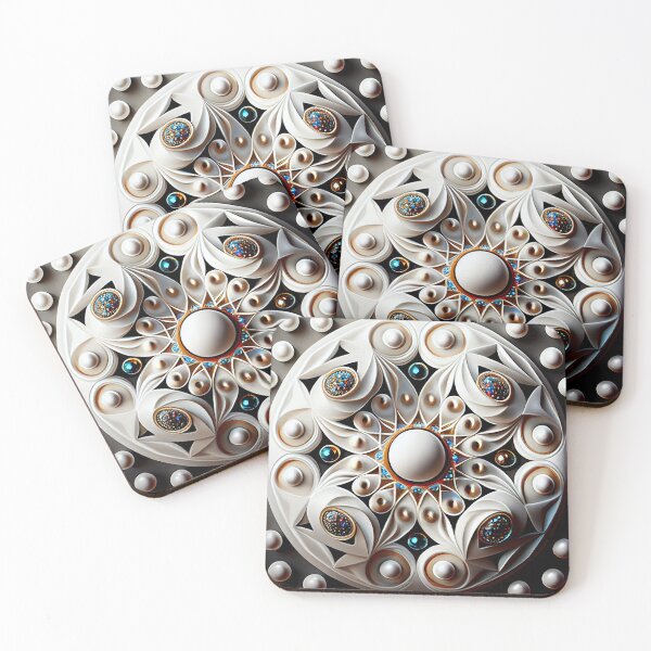 Item preview, Bejeweled White Ceramic Latin Pattern Digital Painting designed and sold by CodeAndColors.