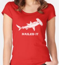 Nailed It Hammerhead Shark Funny Vintage Design Fitted Scoop T-Shirt