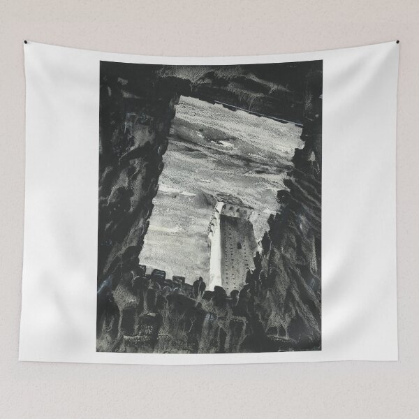Item preview, Siena, Italy watercolor painting.  Il Campo in the medieval city of Siena Italy fine art painting B&W art designed and sold by rfoxphoto.