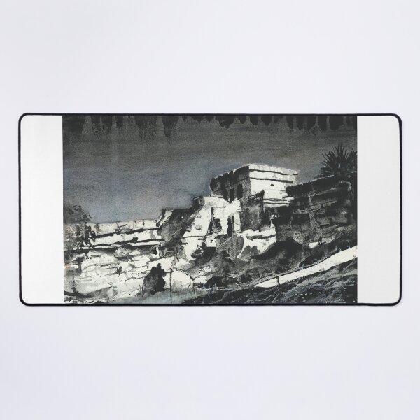 Item preview, Mayan ruins at beach of Tulum in Mexico. Watercolor painting of Mayan ruins in Tulum in Yucatan Peninsula- Mexico designed and sold by rfoxphoto.