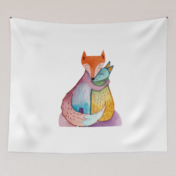 Item preview, Friendship Illustration: Watercolor Fox and Wolf  designed and sold by PinkLotusArt.