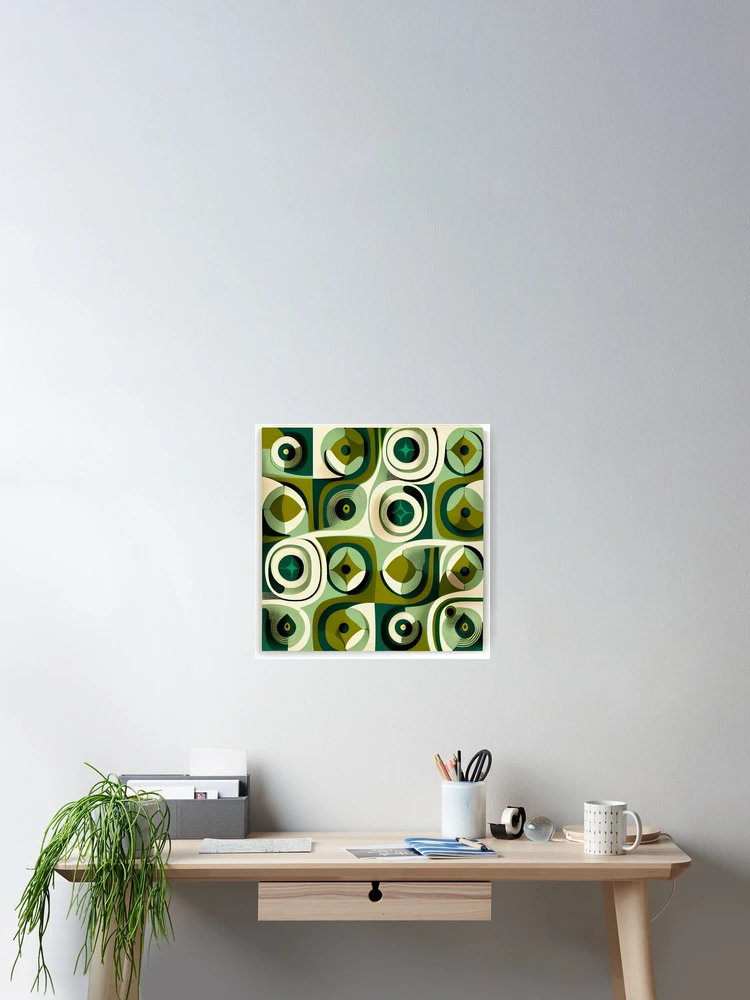 Imagen 2 de 3, Póster con la obra Cool Dreamy Green Midcentury Modern Pattern Digital Painting, diseñada y vendida por CodeAndColors.