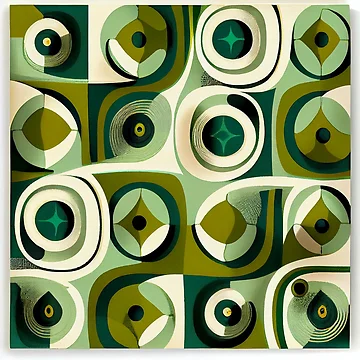 Imagen de la obra Cool Dreamy Green Midcentury Modern Pattern Digital Painting de CodeAndColors