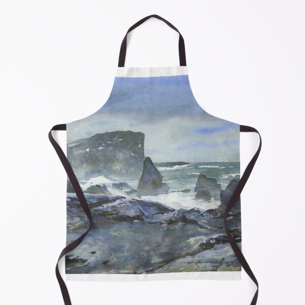 Item preview, Reykjanestá Peninsula in Iceland. Watercolor painting rocky coastline Iceland blue watercolor artwork. designed and sold by rfoxphoto.