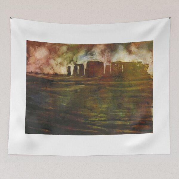 Item preview, Stonehenge ruins in the UK countryside- watercolor painting Stonehenge Great Britain landscape sunset artwork designed and sold by rfoxphoto.