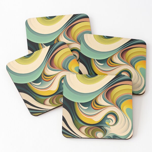 Item preview, "Jade" - Liquid Swirl Contemporary Abstract Pattern in Orange, Yellow, Black, Navy, Brown, Cream, Blue, Green designed and sold by HiArtify ❤️.