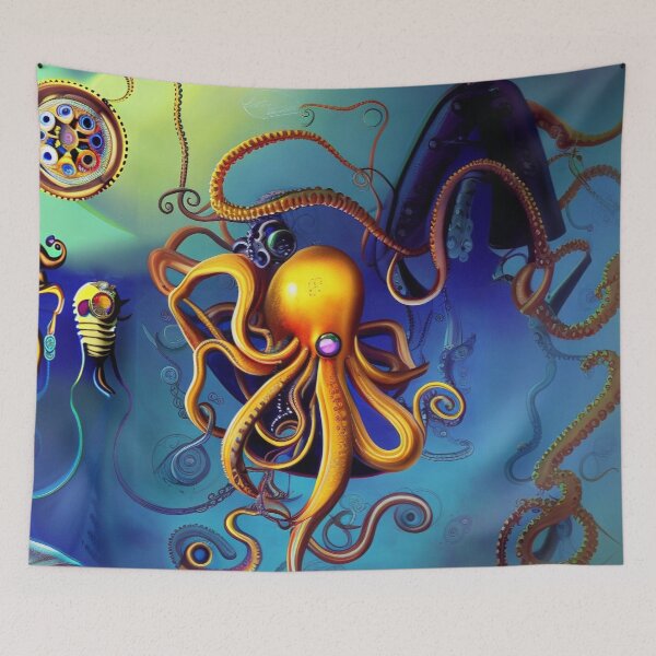 Item preview, Steampunk fantasy octopus, AI art designed and sold by Dendros-Studio.