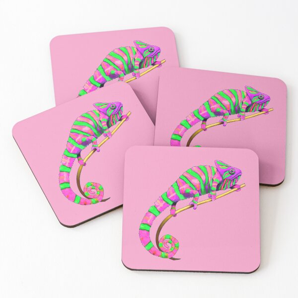 Item preview, Colorful Chameleon Love - Pink and Green Lizard designed and sold by LaRoach Digital Arts.