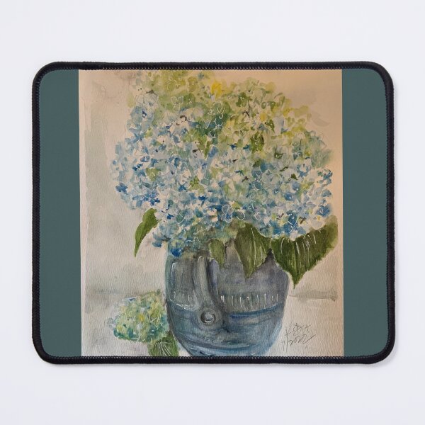 Item preview, Hydrangeas in blue jug designed and sold by paintingsbyk.