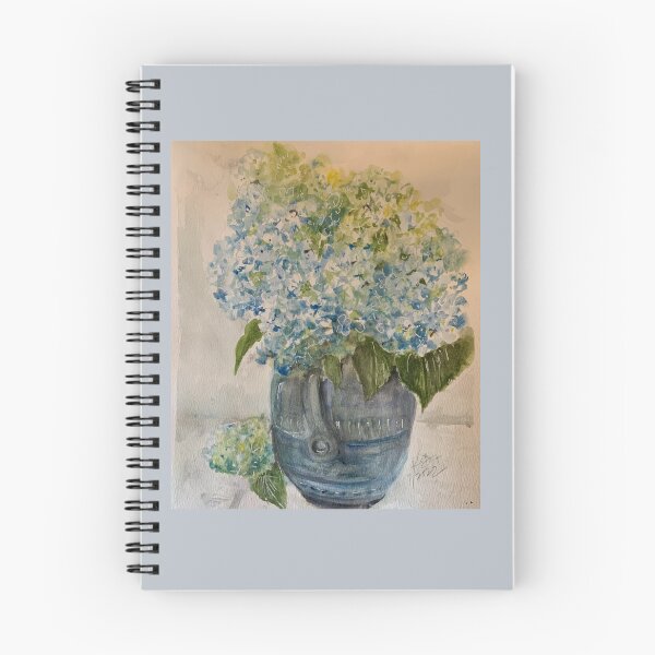 Item preview, Hydrangeas in blue jug designed and sold by paintingsbyk.