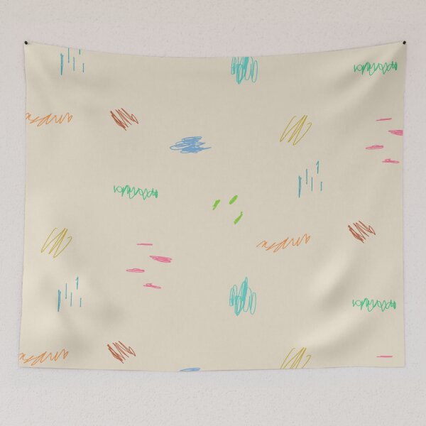 Item preview, Hand drawn Abstract Scribble Color Lines Colored Pencil Drawing Test Colorful Doodle Cute Sketch Scrawl Illustrations Simple Geometric Art-Cream Background  designed and sold by DotLinePlane.
