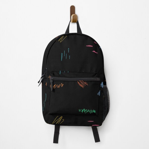 Item preview, Hand drawn Abstract Scribble Color Lines Colored Pencil Drawing Test Colorful Doodle Cute Sketch Scrawl Illustrations Simple Geometric Art-Black Background designed and sold by DotLinePlane.