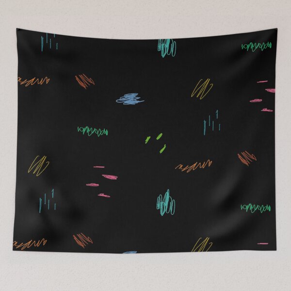Item preview, Hand drawn Abstract Scribble Color Lines Colored Pencil Drawing Test Colorful Doodle Cute Sketch Scrawl Illustrations Simple Geometric Art-Black Background  designed and sold by DotLinePlane.