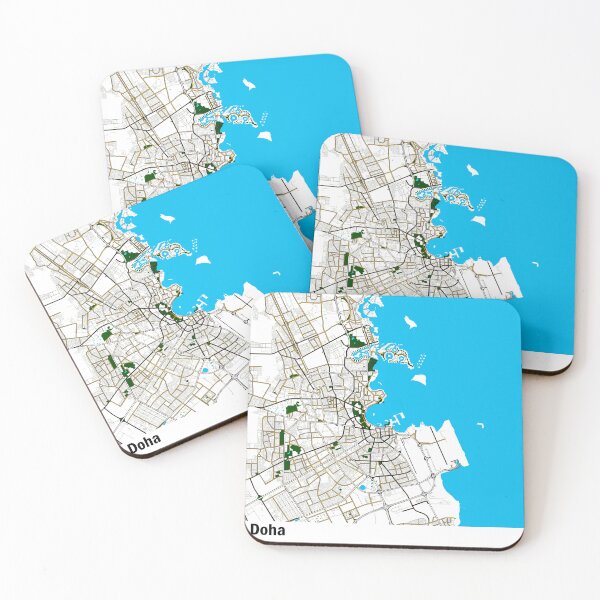 Item preview, colorful map of Doha Qatar designed and sold by wamuigaworld.