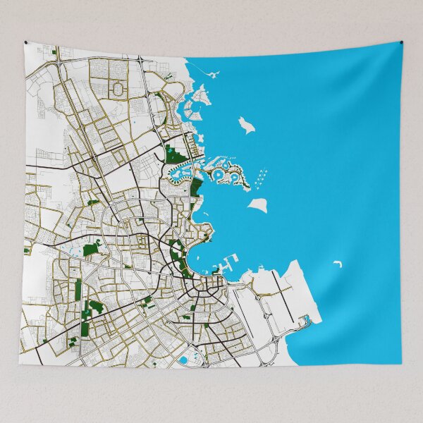 Item preview, colorful map of Doha Qatar designed and sold by wamuigaworld.