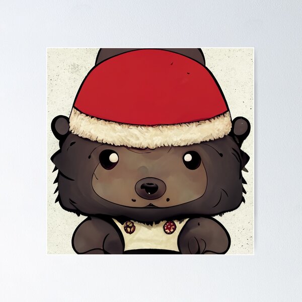 Item preview, Cute Bear Wearing Santa Hat in Chibi-Style #1 designed and sold by Galviato.