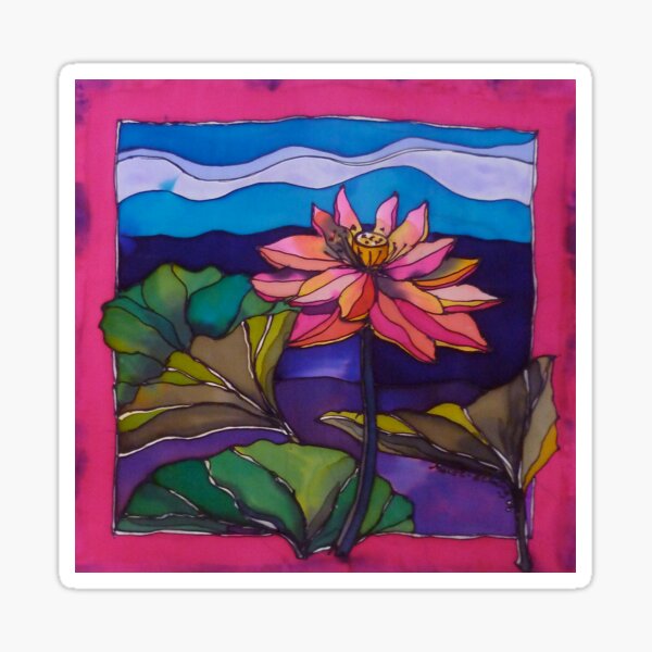 Lotus: Kakadu. Silk painting. Sticker