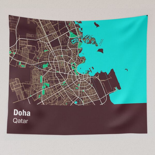Item preview, Doha Qatar map designed and sold by wamuigaworld.