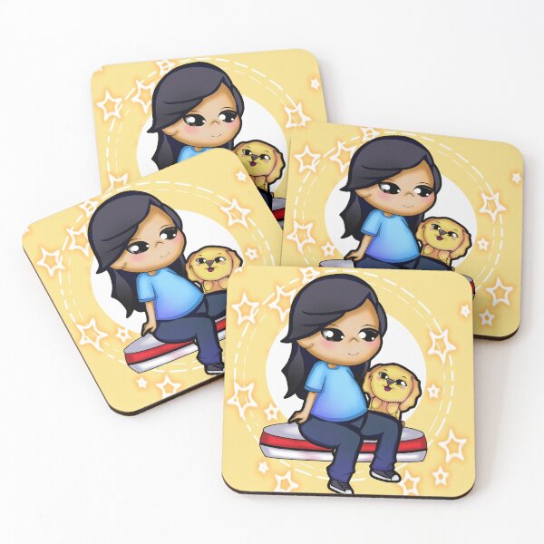 Item preview, starry illustration of a person's love for his yellow pet in chibi style designed and sold by kitsuneins.