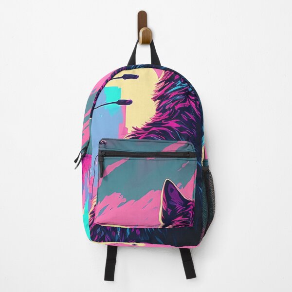 Item preview, Beautiful 90s Synthwave wolf Portrait designed and sold by simplesticker1.