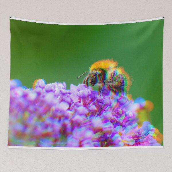 Item preview, Psychedelic Bee on Purple Flowers designed and sold by Stonio.