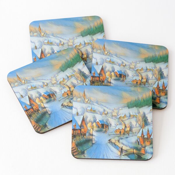 Item preview, Snow village abstract art print designed and sold by Vintage Hustle.