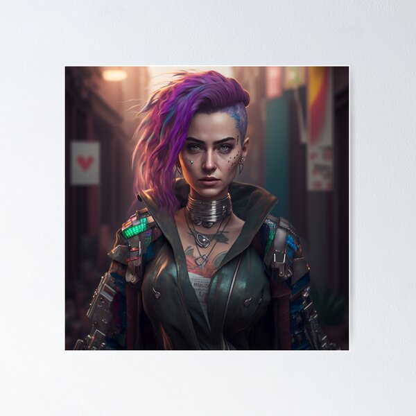 cyberpunk personage in a punk rock suit standing in