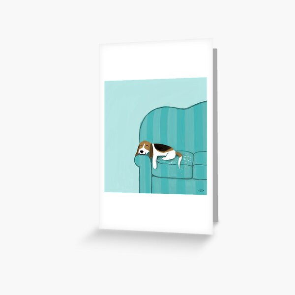 Happy Couch Dog | Cute Beagle Greeting Card