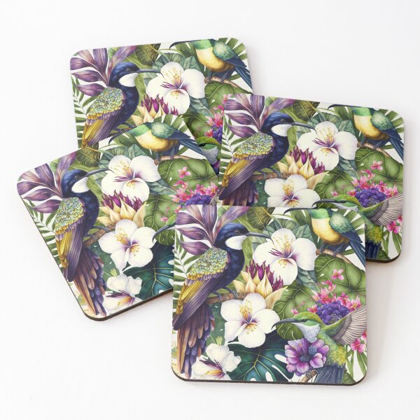 Artikelvorschau, Bunter Aquarell-Kolibri und Blumen entworfen und verkauft von printiesart.