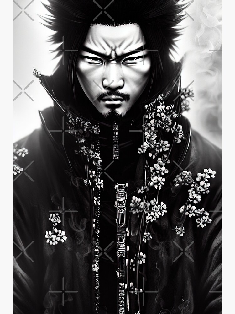 "Black and white yakuza anime flowered hero" Poster for Sale by