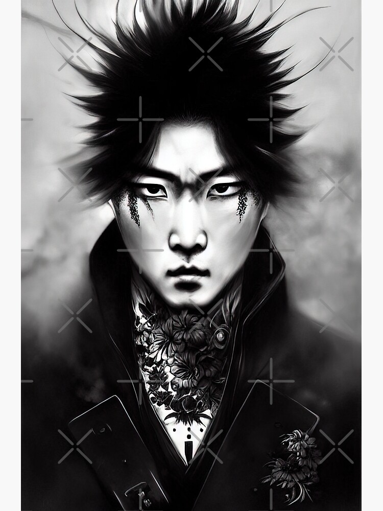 "Black and white yakuza anime leader " Poster for Sale by Karmanto