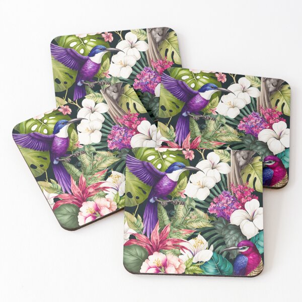 Artikelvorschau, Bunter Aquarell-Kolibri und Blumen entworfen und verkauft von printiesart.